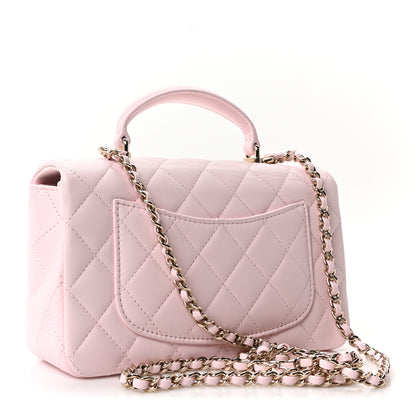 Chanel Lambskin Quilted Mini Top Handle Rectangular Flap Light Pink 2 of 10