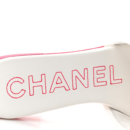 Chanel Jersey Knit CC Mules 39 White Fuchsia 8 of 10