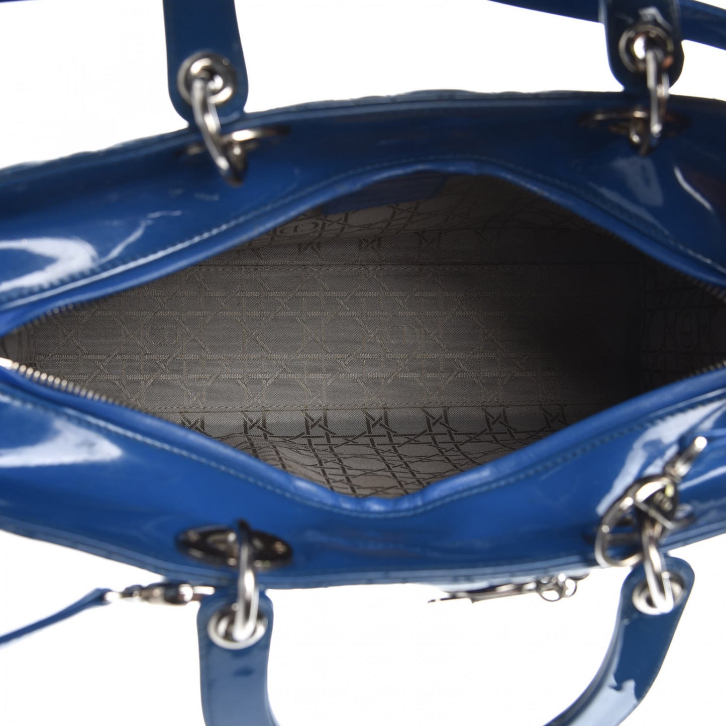Patent Cannage Large Lady Dior Blue