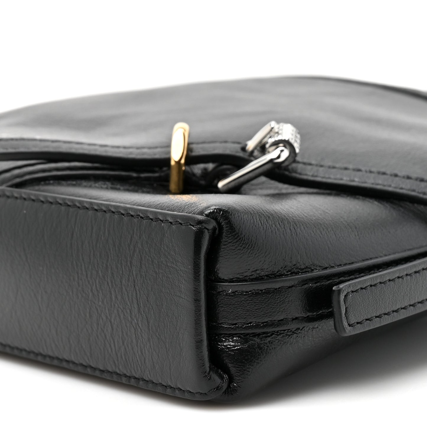 Tumbled Calfskin Nano Voyou Bag Black