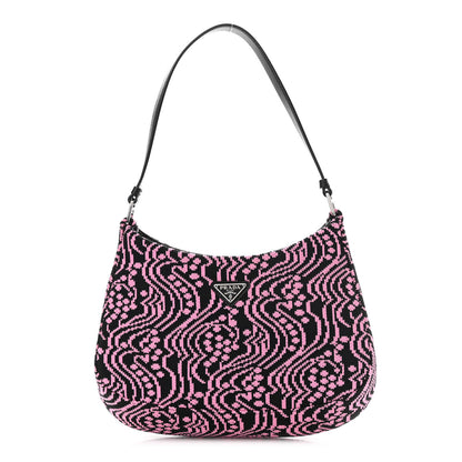 Prada Maglia Jacquard Cleo Shoulder Bag Black Rosa 1 of 11