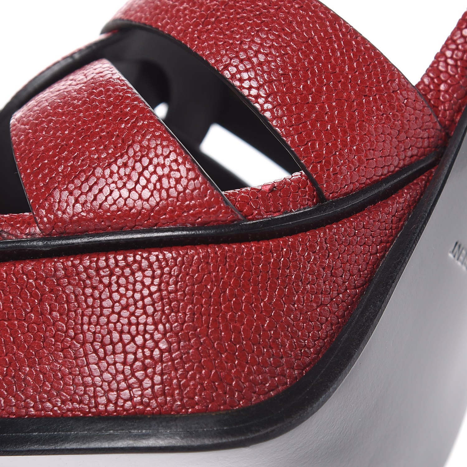 Saint Laurent Textured Calfskin Tribute 105 Platform Sandals 39 Deep Red 10 of 10