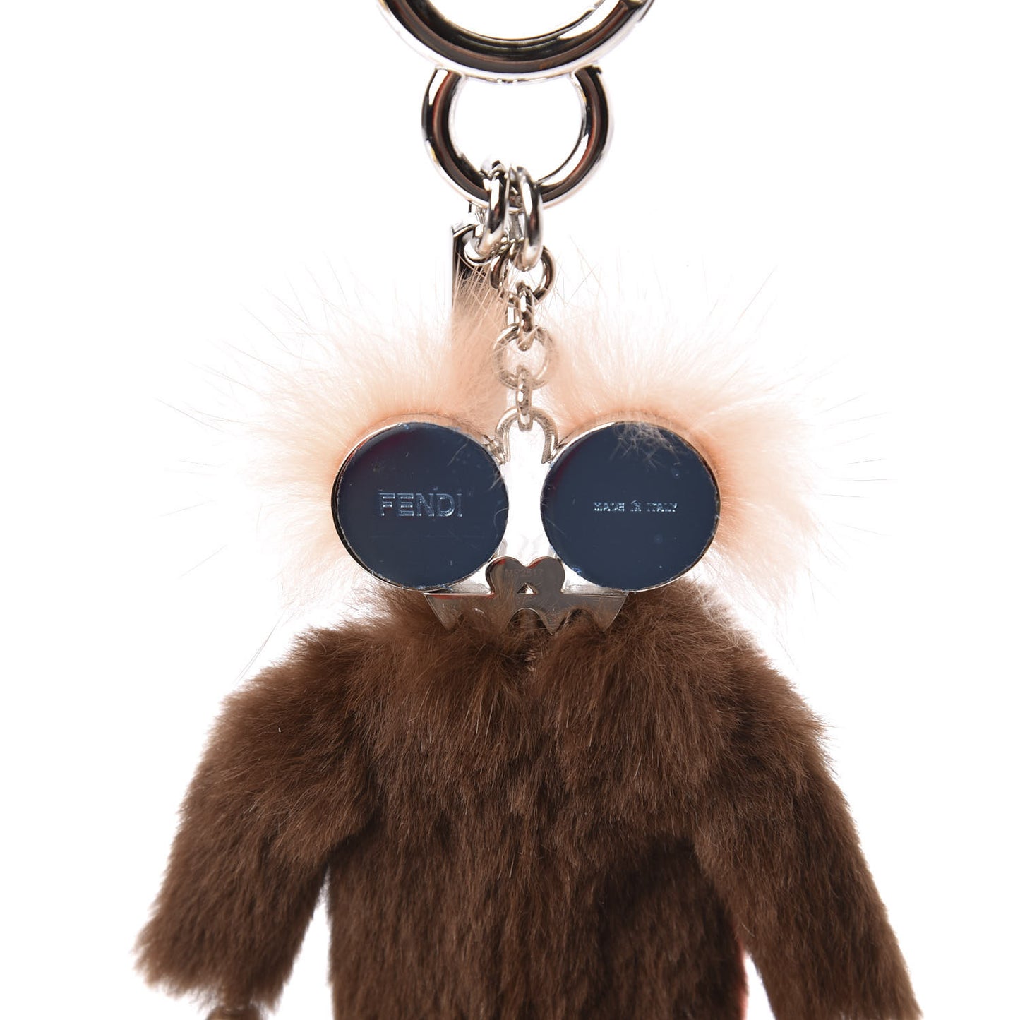 Rabbit Mink Fox Fur F is Fendi Teen Witch Bag Charm Brown Multicolor