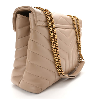 Saint Laurent Calfskin Y Quilted Monogram Medium Loulou Chain Satchel Dark Beige 3 of 10