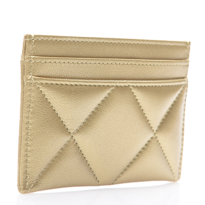 Chanel Metallic Goatskin Quilted Chanel 19 Card Holder Gold 2 of 8
