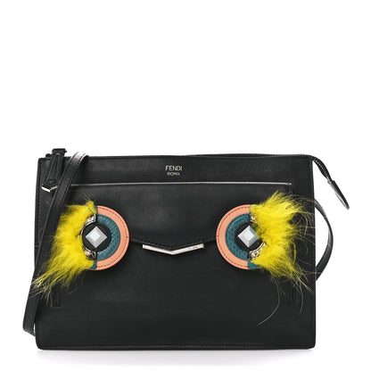 Fendi Vitello Dolce Fox Elaphe Ayers Hypnoteyes Min 2Jours Pouch Black Giallo Multicolor 1 of 15