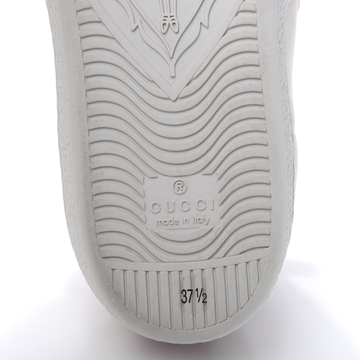 Gucci Calfskin Stripe Womens New Ace Sneakers 37.5 New Mystic White Ecru Red Flame 8 of 10