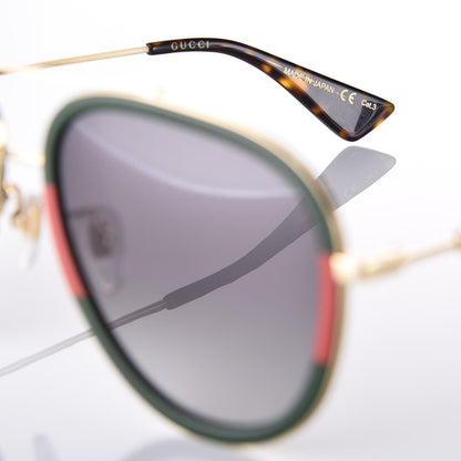 Gucci Web Aviator Sunglasses GG0062S Green Red 6 of 8