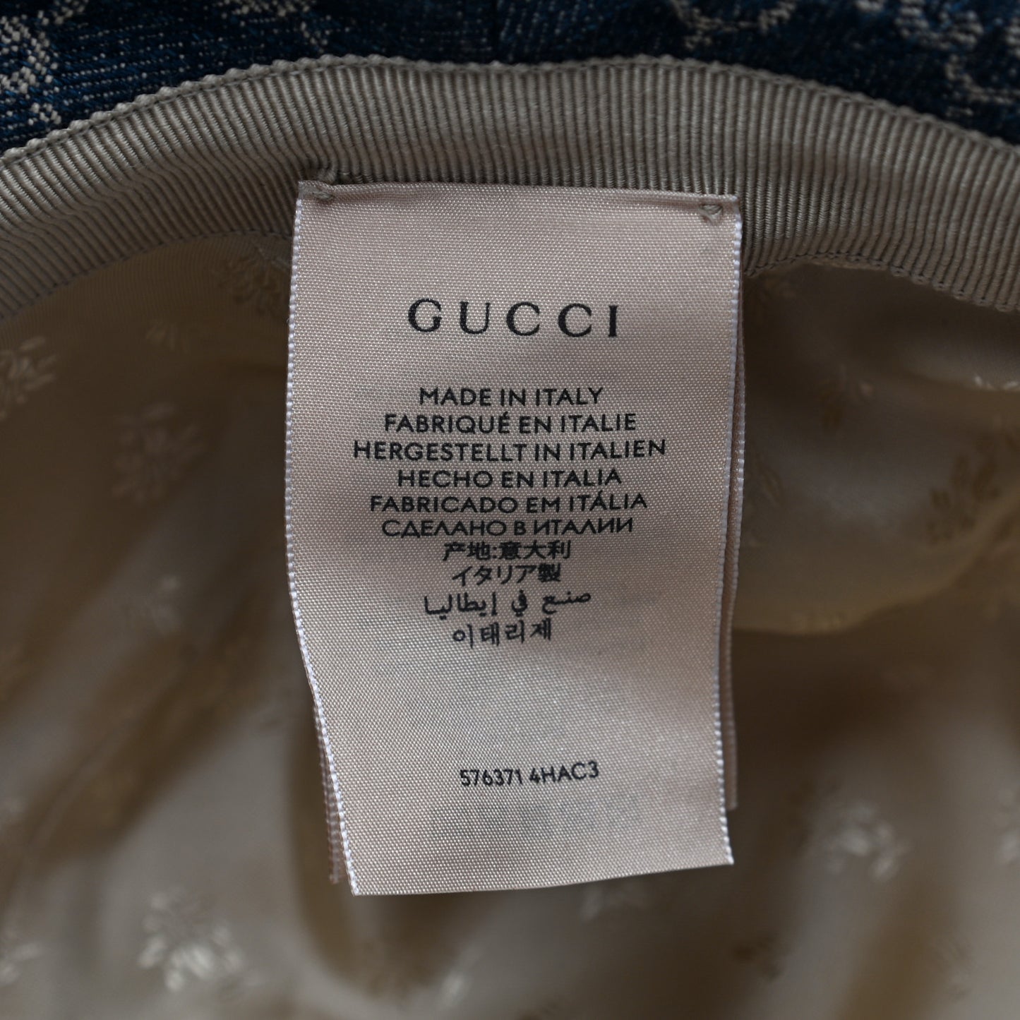 Washed Jacquard Denim Nappa GG Monogram Oscar Bucket Hat XL Denim Cuir