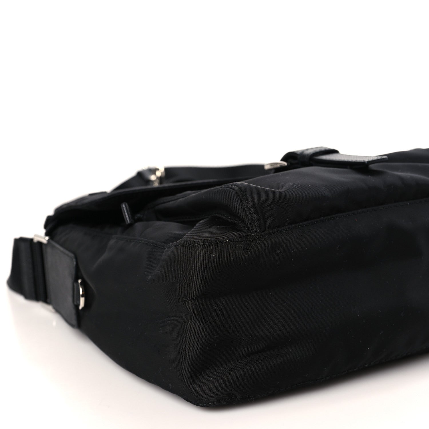 Prada Re-Nylon Vela Saffiano Pocket Single Buckle Messenger Shoulder Bag Black 7 of 8