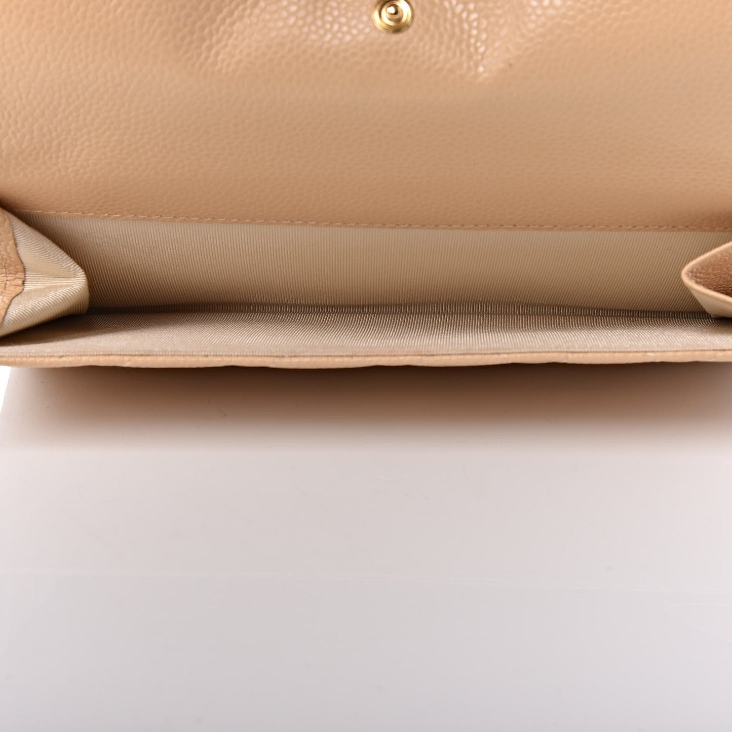 Caviar Quilted Long Flap Wallet Beige