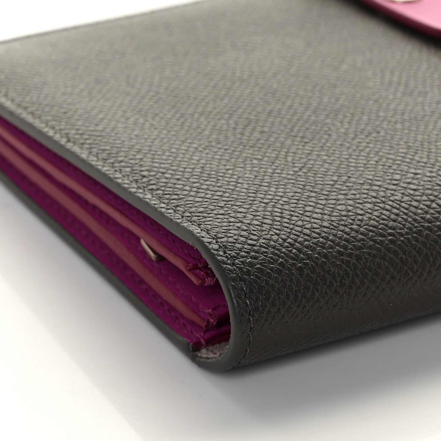 Celine Grained Calfskin Large Multifunction Strap Wallet Grey Pink 8 of 10