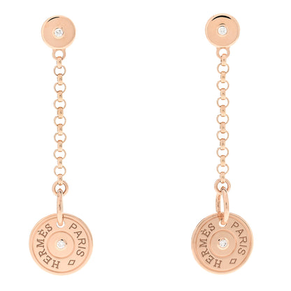 Hermes 18K Rose Gold Diamond Gambade Clou de Selle Earrings 1 of 5
