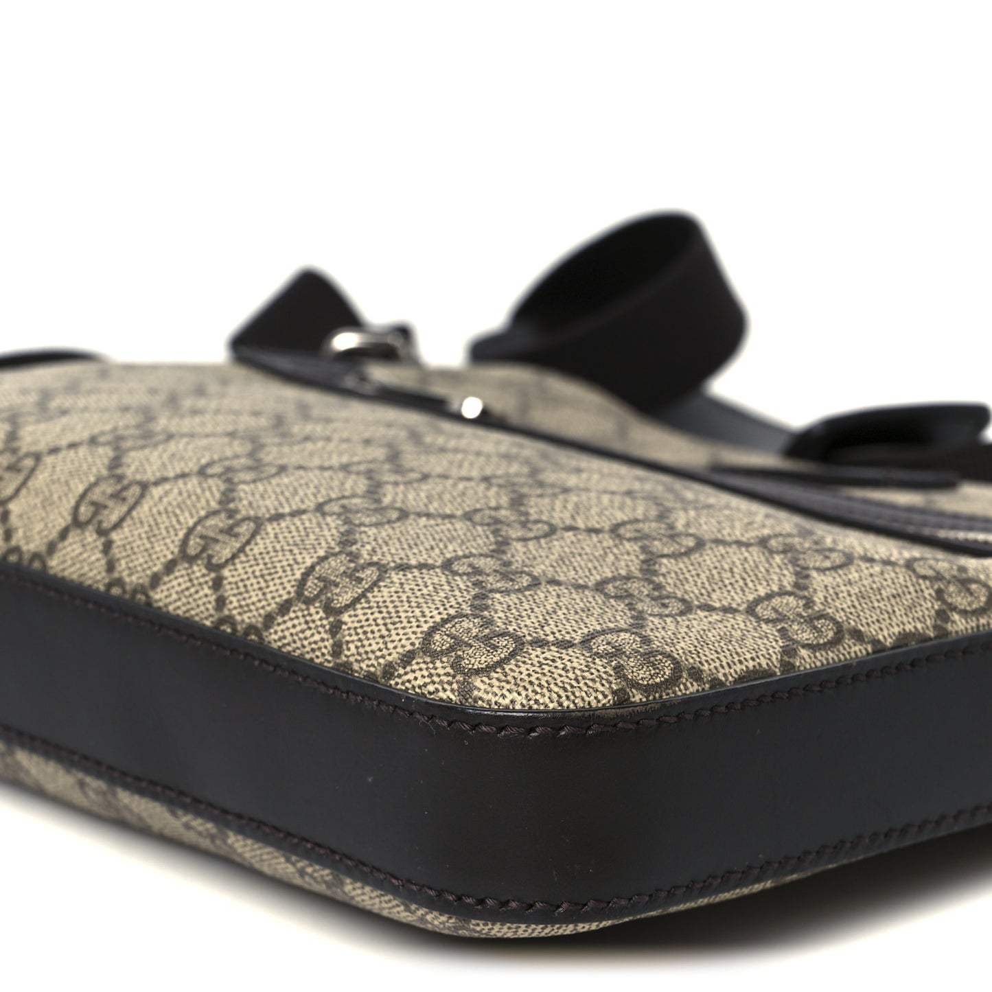GG Supreme Monogram Selleria Calfskin Small Flat Messenger Bag Beige Ebony Cocoa Marrone Scuro