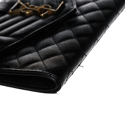 Saint Laurent Grain De Poudre Textured Mixed Matelasse Triquilt Monogram Clutch Black 11 of 12