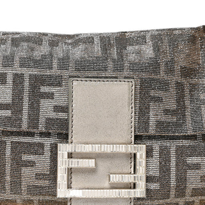 Fendi Metallic Lurex Zucca Vitello Baguette Argento 7 of 9