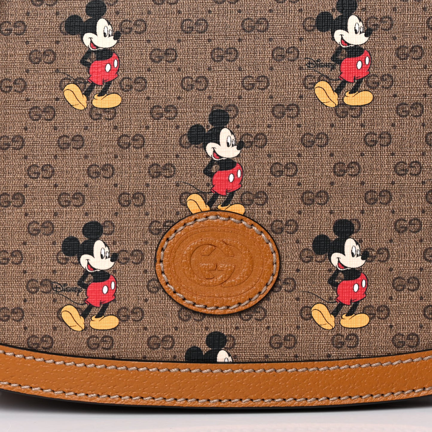 X DISNEY Mini Vintage GG Supreme Monogram Mickey Mouse Small Flap Messenger Bag Beige Vintage Sun Oil