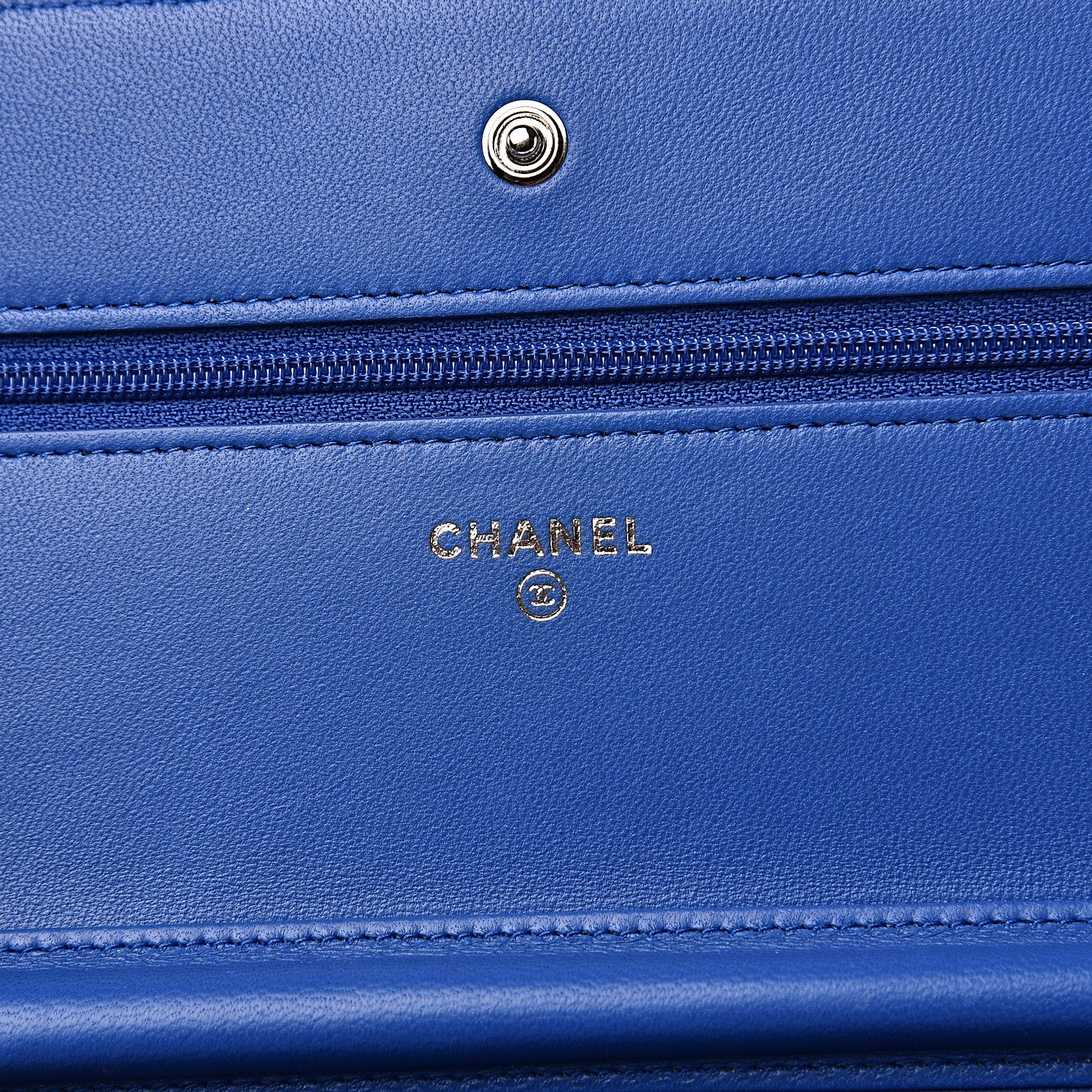Chanel Lambskin Quilted Wallet On Chain WOC Blue 5 of 12