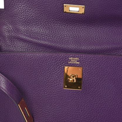 Hermes Taurillon Clemence Kelly Retourne 32 Ultraviolet 8 of 15