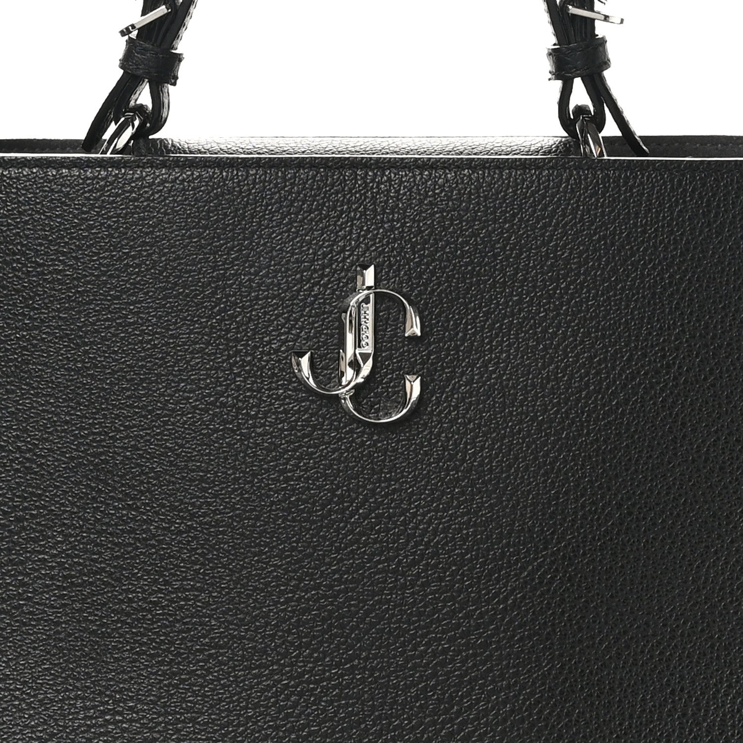 Jimmy Choo Grainy Calfskin Large Varenne Logo Top Handle Satchel Black 7 of 9