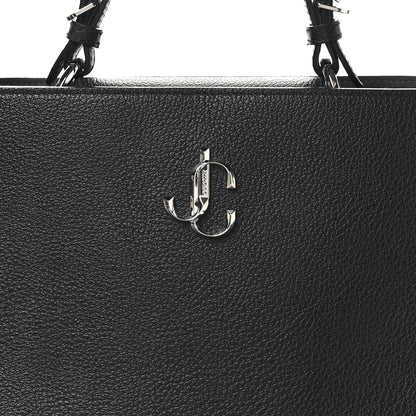 Jimmy Choo Grainy Calfskin Large Varenne Logo Top Handle Satchel Black 7 of 9