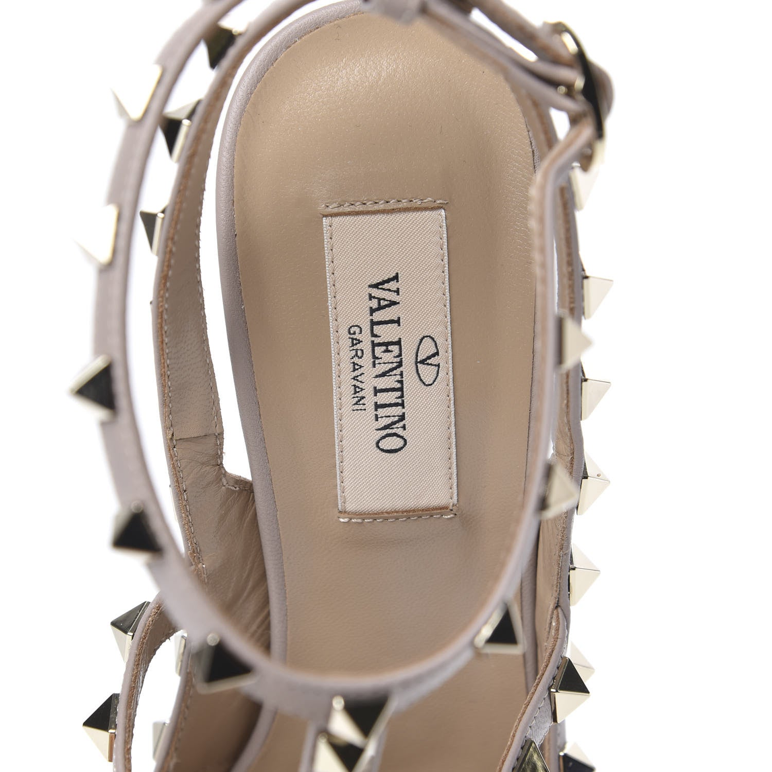 Valentino Garavani Patent Rockstud Ankle Strap Pumps 38.5 Poudre 7 of 9