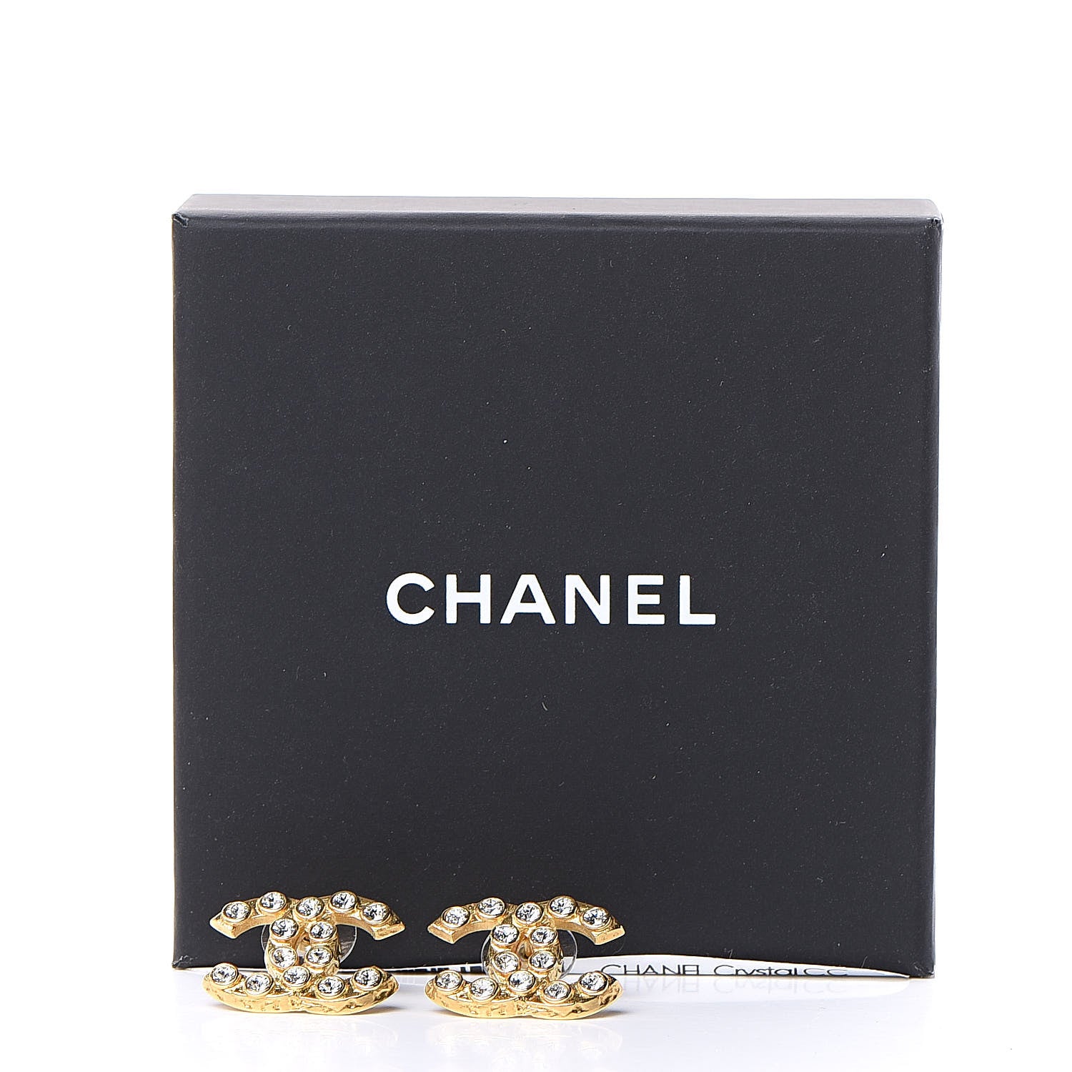 Chanel Crystal CC Earrings Gold 5 of 5