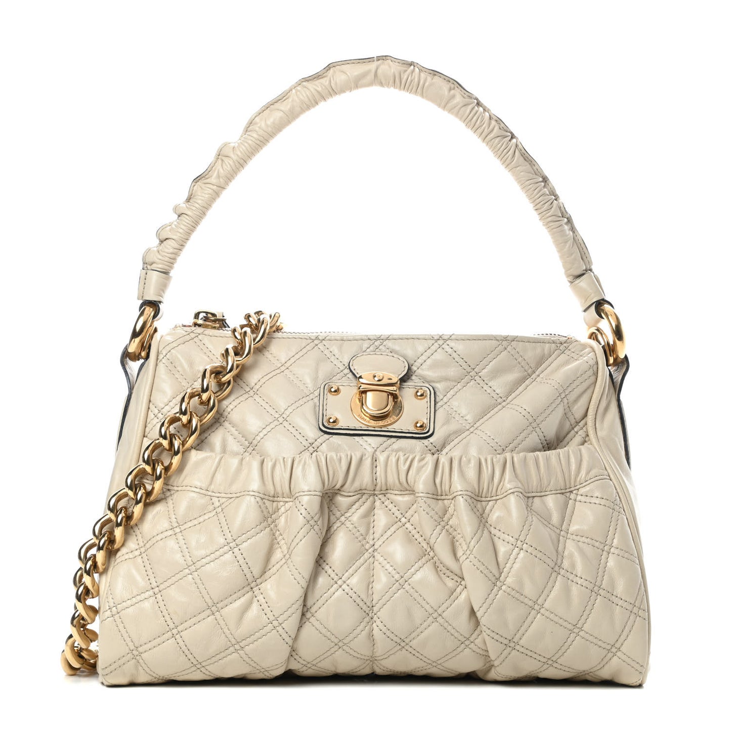 Calfskin Quilted Julianne Shoulder Bag Milk