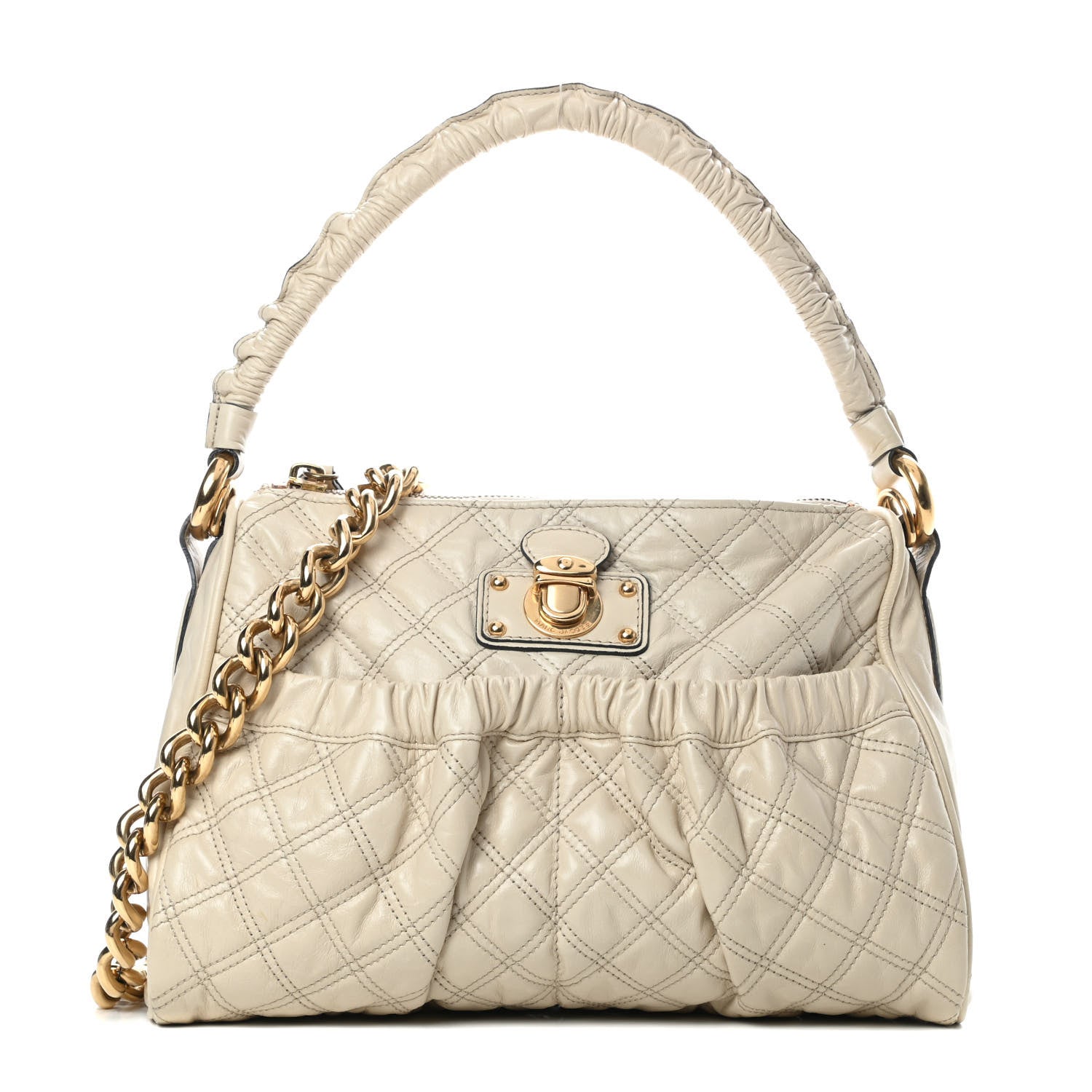 Marc Jacobs Calfskin Quilted Julianne Shoulder Bag Milk 1 of 14
