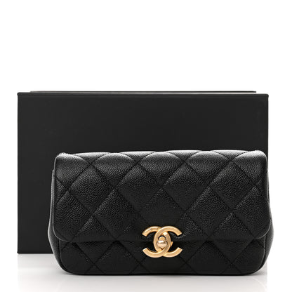 Chanel Shiny Caviar Quilted Chain Melody Waist Belt Bag Black 12 of 12