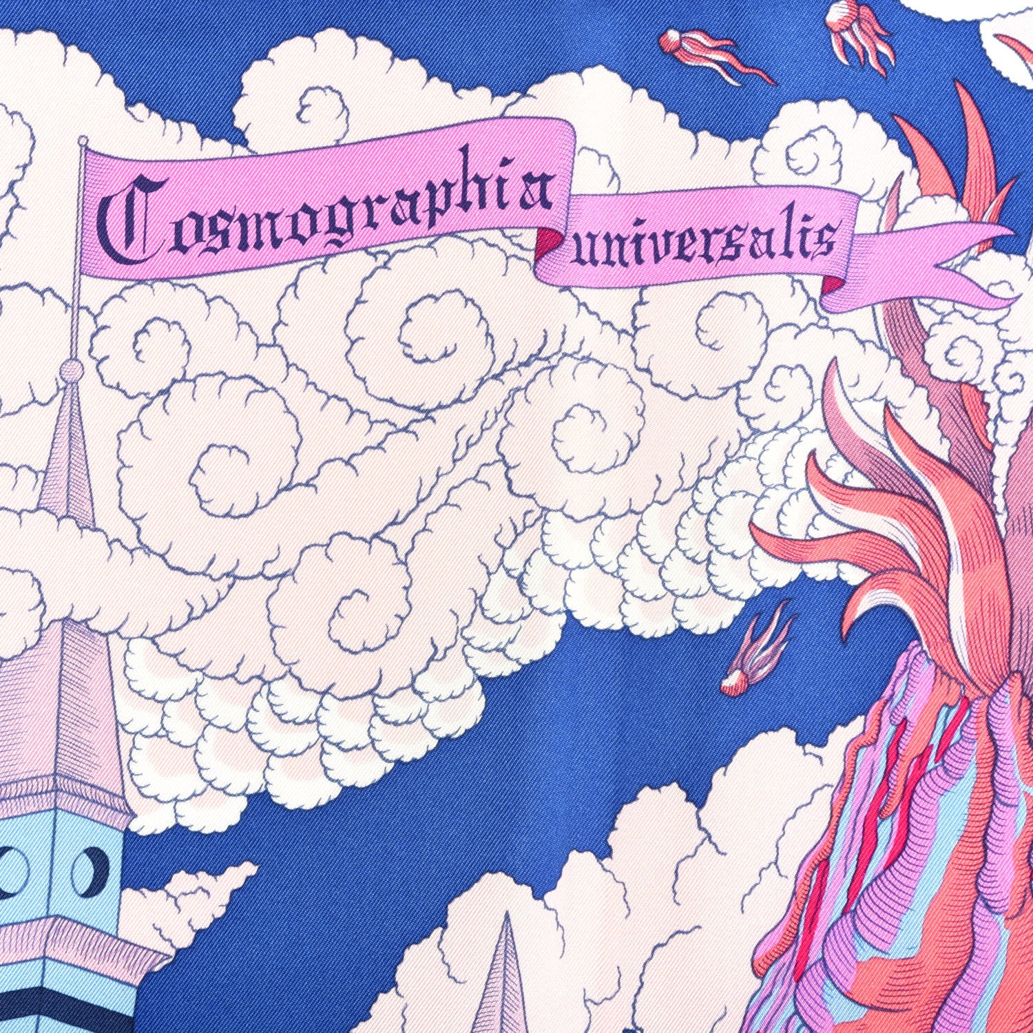 Hermes Silk Cosmographia Universalis Scarf 90 Bleu Jean Rose Vif 3 of 4