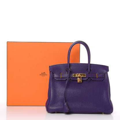 Hermes Taurillon Clemence Birkin 30 Iris 33 of 33