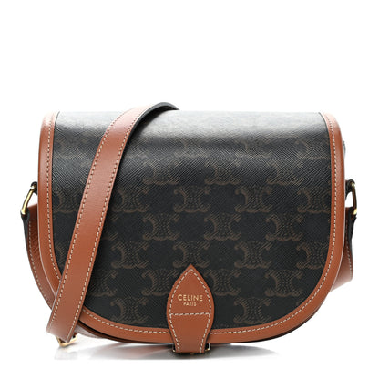 Celine Triomphe Canvas Medium Folco Bag Tan 1 of 4