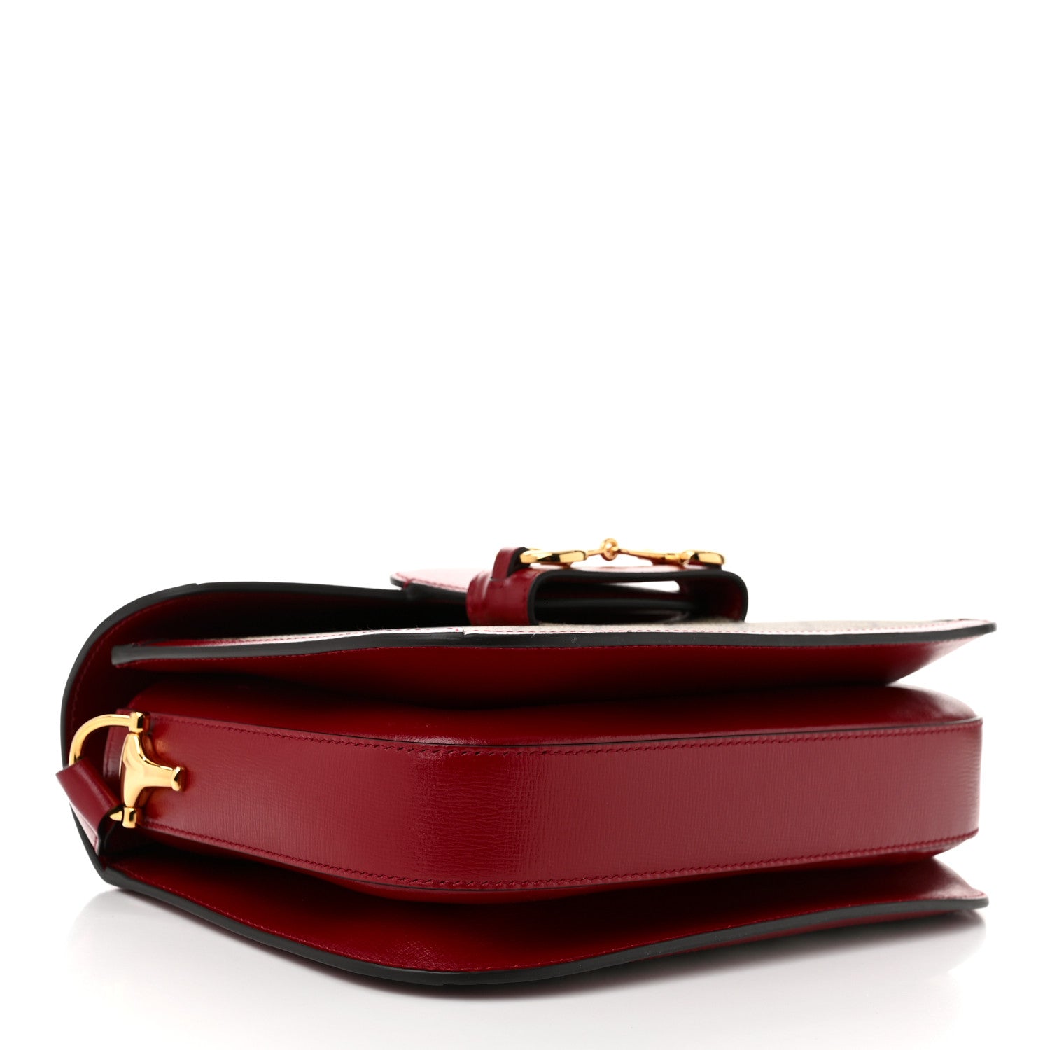 Gucci GG Supreme Monogram Azalea Calfskin Horsebit 1955 Shoulder Bag Beige Ebony New Cherry Red 4 of 10