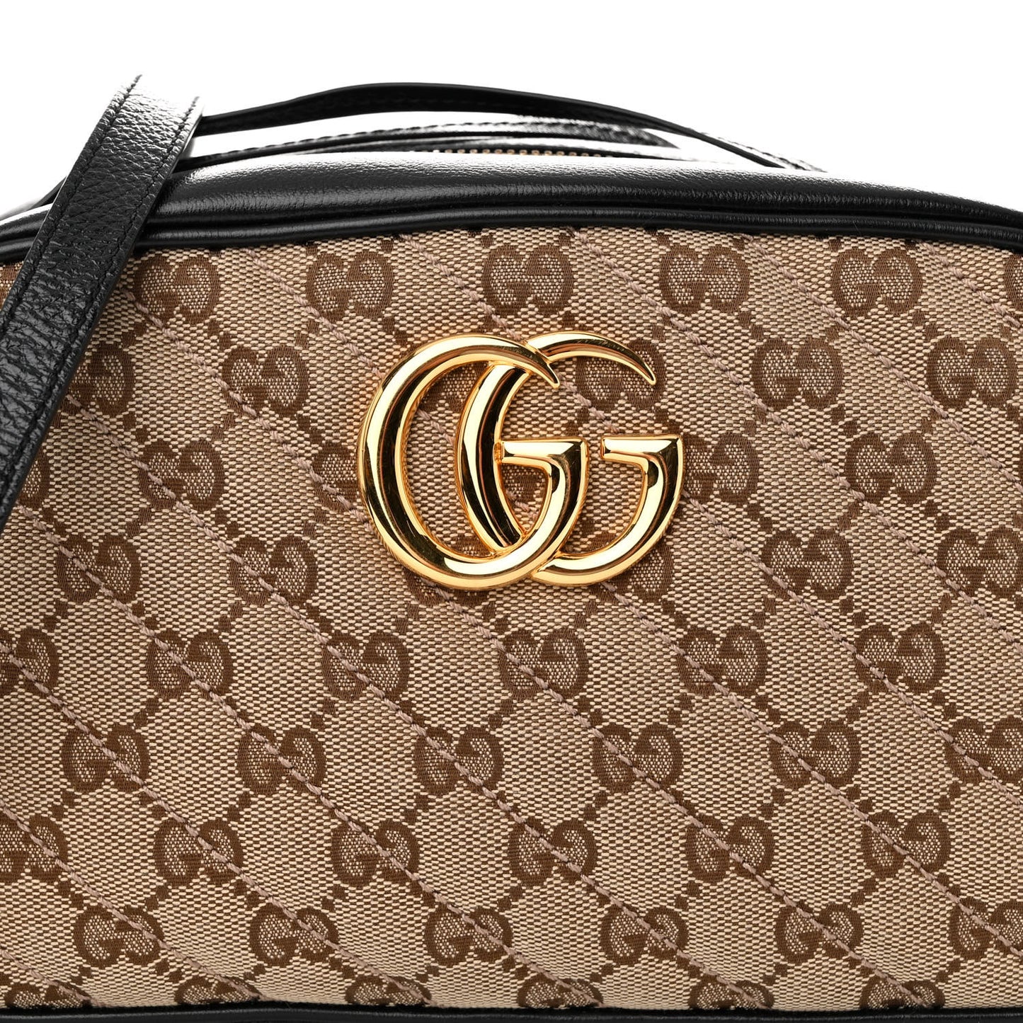 Monogram Matelasse Diagonal Small GG Marmont Chain Shoulder Bag Beige Black