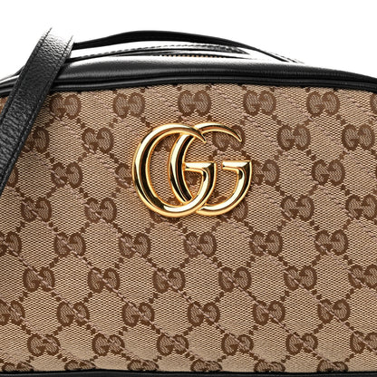 Gucci Monogram Matelasse Diagonal Small GG Marmont Chain Shoulder Bag Beige Black 8 of 11
