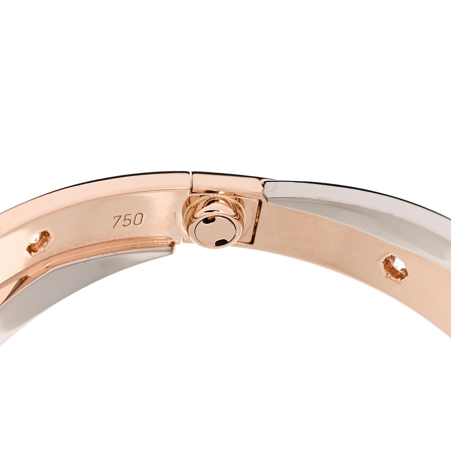 Cartier 18K Pink White Gold 12 Diamond Double LOVE Bracelet 17 6 of 7