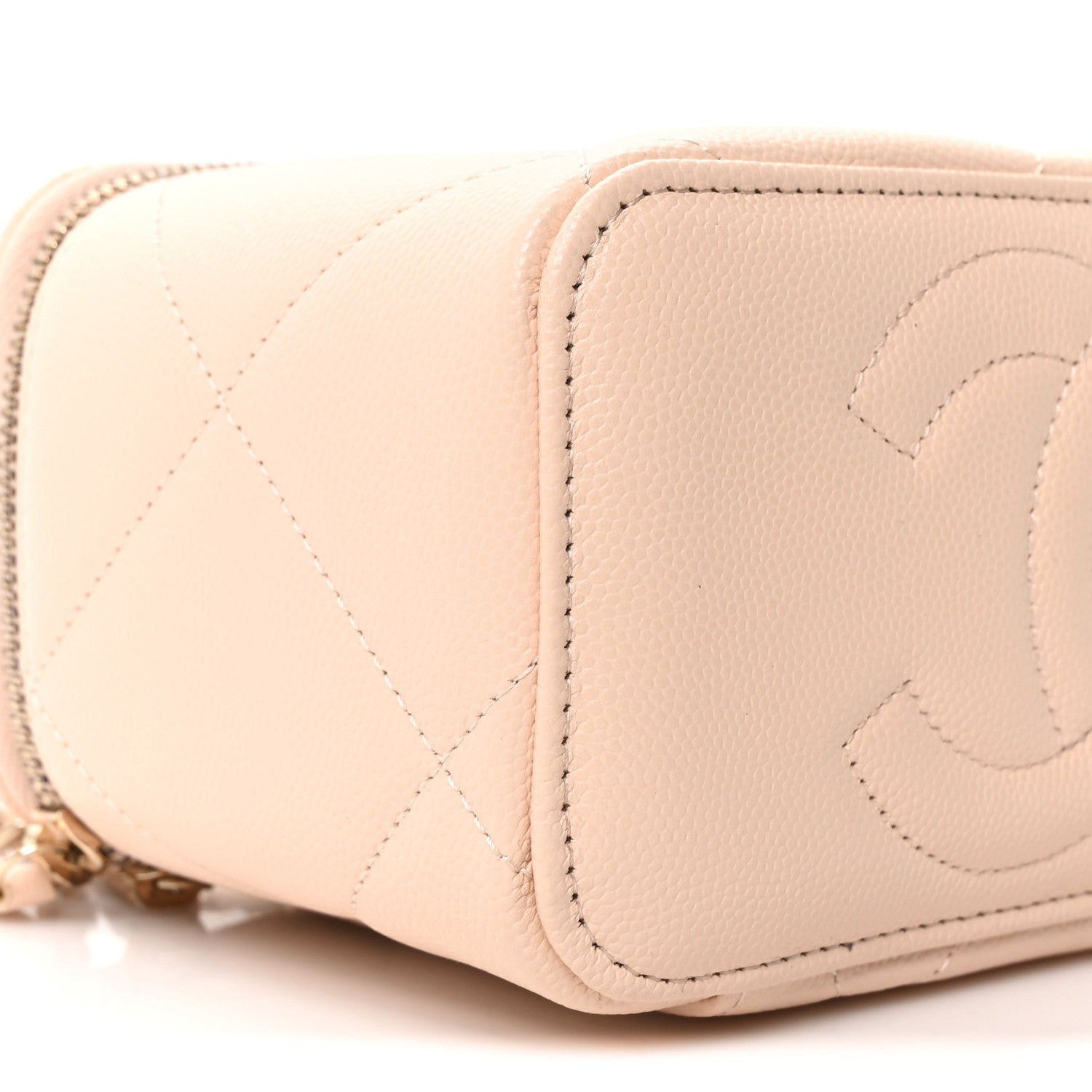 Chanel Caviar Quilted Top Handle Long Vanity Beige 9 of 11