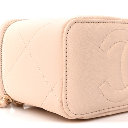 Chanel Caviar Quilted Top Handle Long Vanity Beige 9 of 11