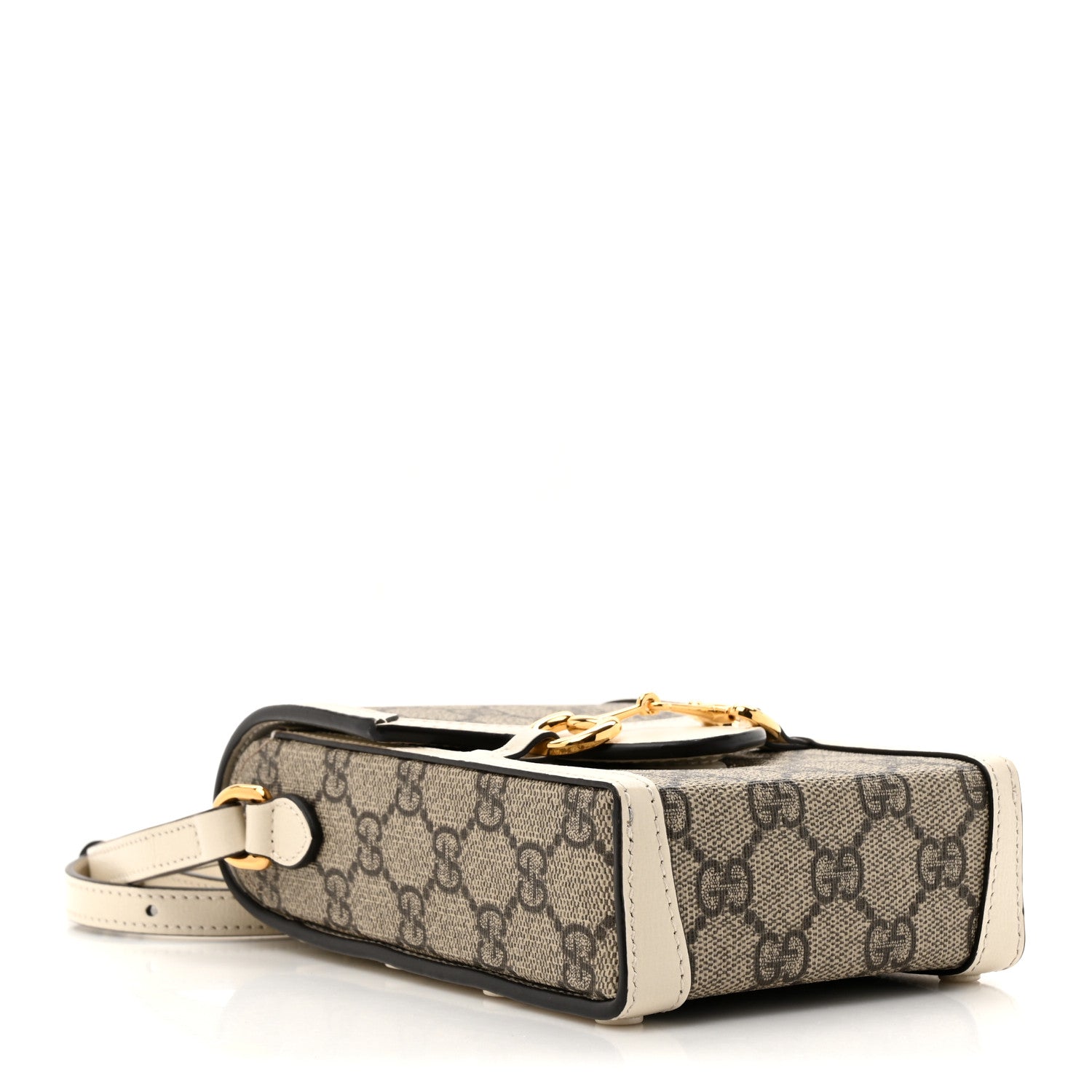 Gucci GG Supreme Monogram Azalea Calfskin Mini Horsebit 1955 Crossbody Bag Beige Ebony Mystic White 4 of 12
