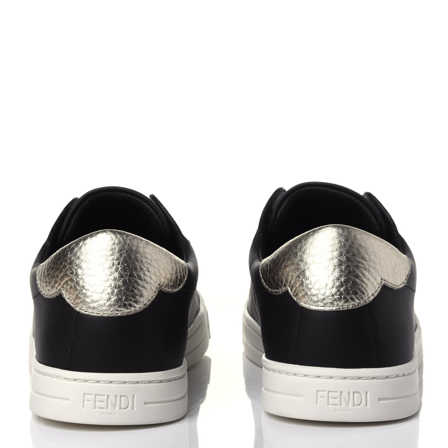 Fendi Vitello Lurex Rockoclick Slip On Sneakers 36 Black Gold 5 of 12