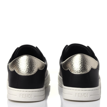 Fendi Vitello Lurex Rockoclick Slip On Sneakers 36 Black Gold 5 of 12