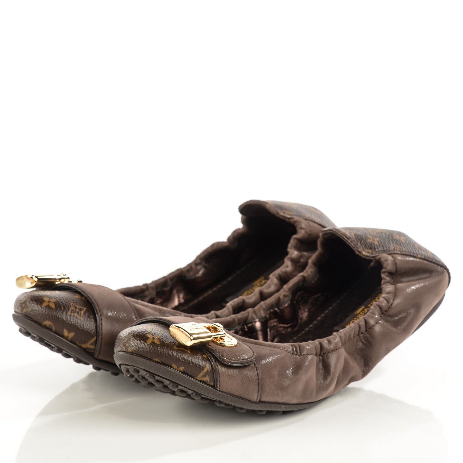 Louis Vuitton Iridescent Calfskin Monogram Lucky Ballerina Flats 35.5 Brown 3 of 8