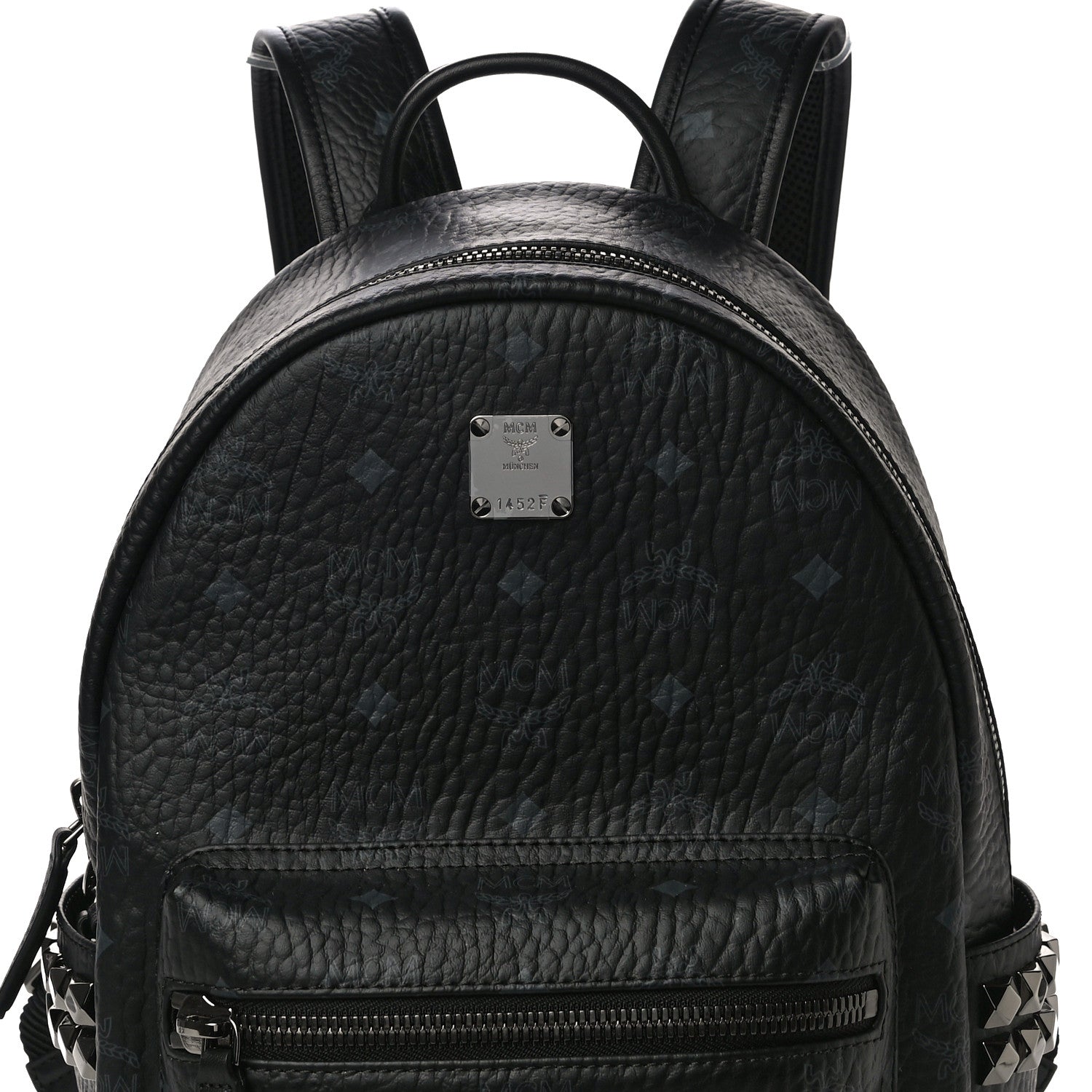 MCM Visetos Small Side Stud Stark Backpack Black 7 of 9
