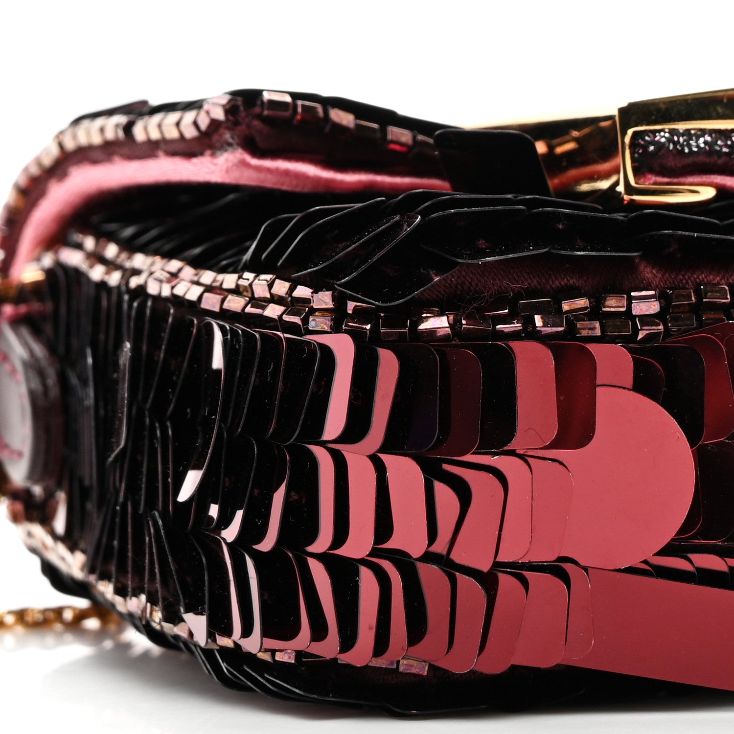 Fendi Sequin Paillettes Shiny Nappa Sex and the City Nano Maxi Buckle Baguette Charm Ciclamino Pilar 9 of 11