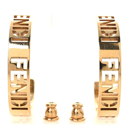 Fendi Bronze Small Signature Hoop Earrings Gold 3 of 4