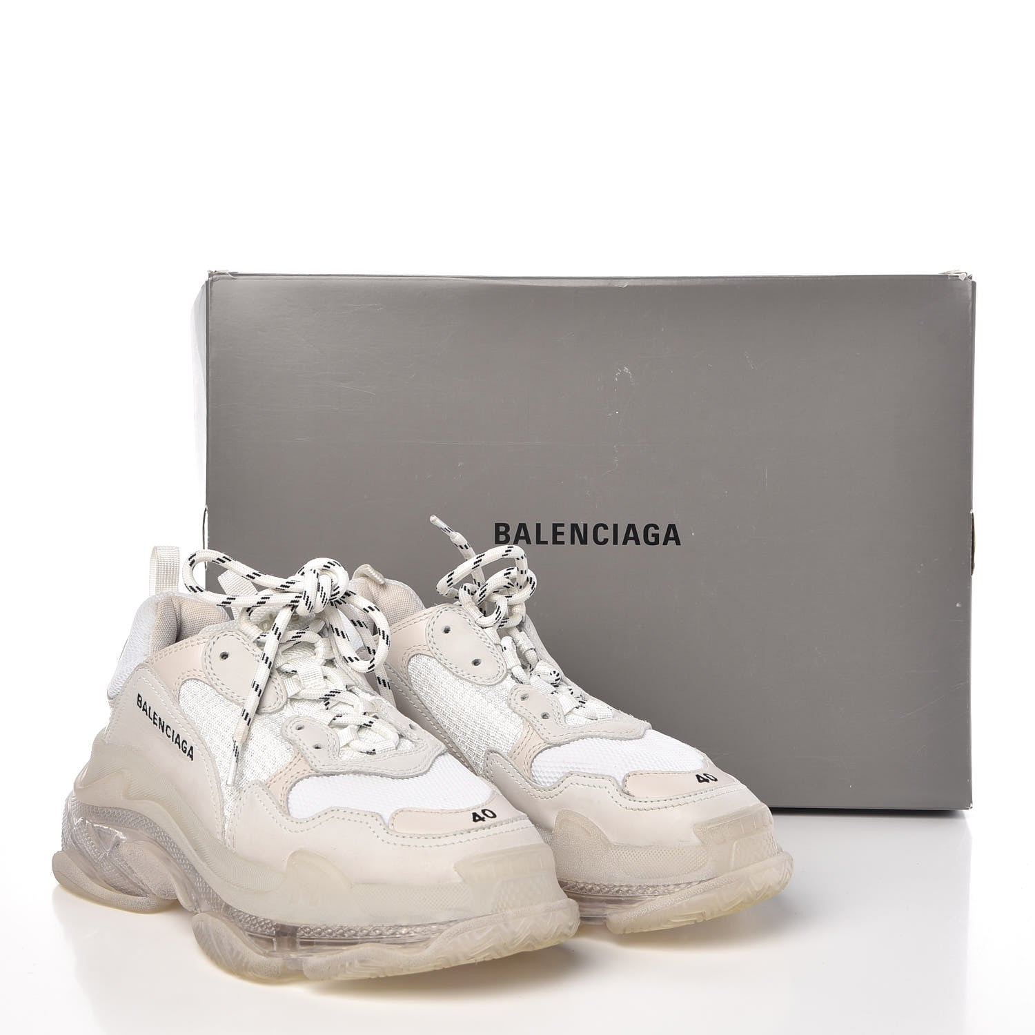 Balenciaga Fabric Mesh Clear Sole Mens Triple S Sneakers 40 White 15 of 15