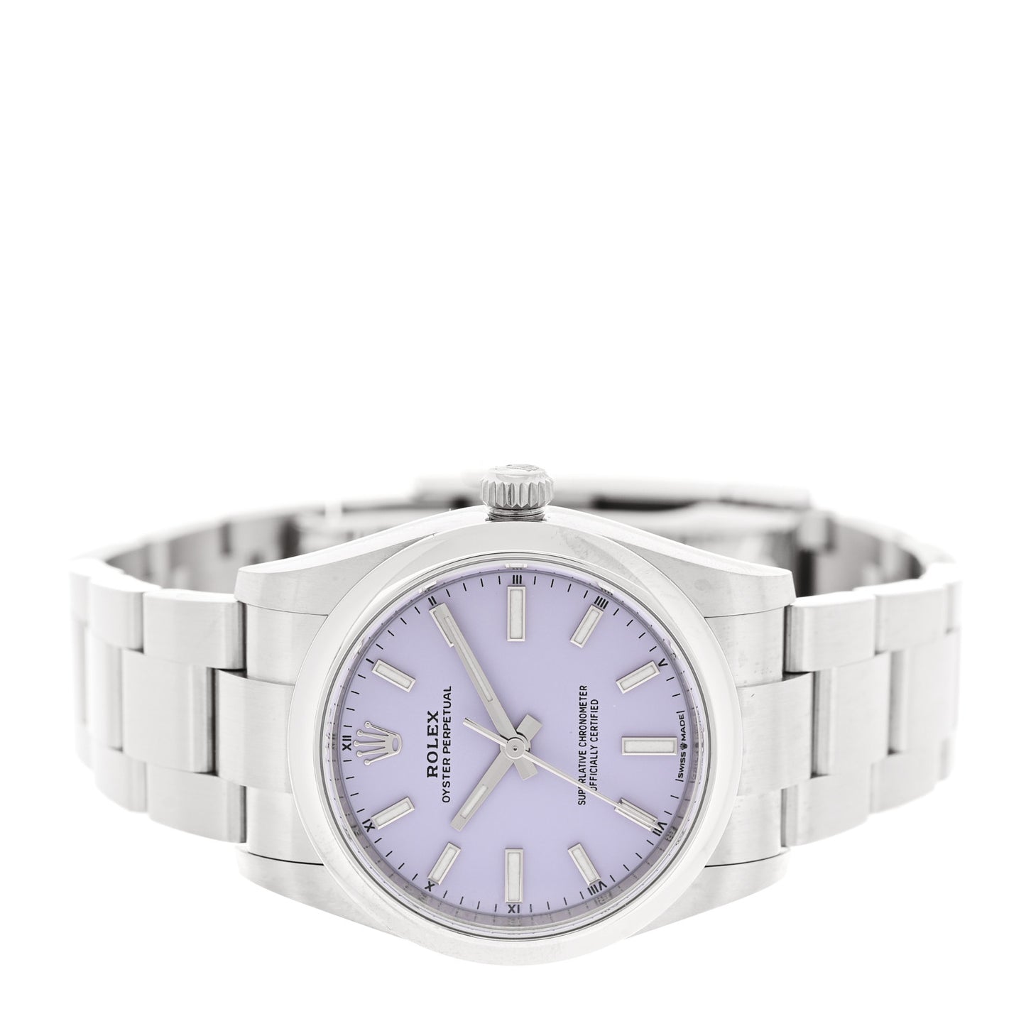 Stainless Steel 34mm Oyster Perpetual Watch Lavender 124200