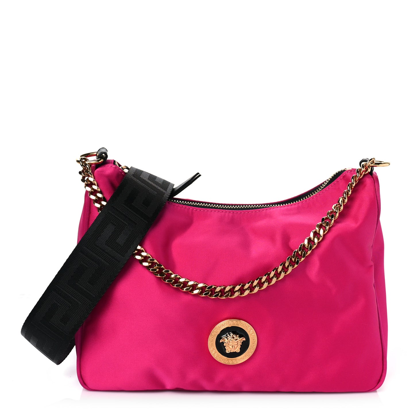 Nylon Tribute Chain Crossbody Shoulder Bag Flamingo Black
