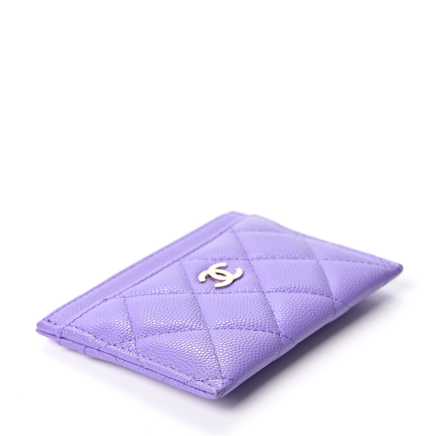 Caviar Quilted Card Holder Purple